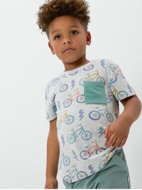 NWT Little Sleepies Let's Ride Short Sleeve Relaxed Pocket Tee Size 5